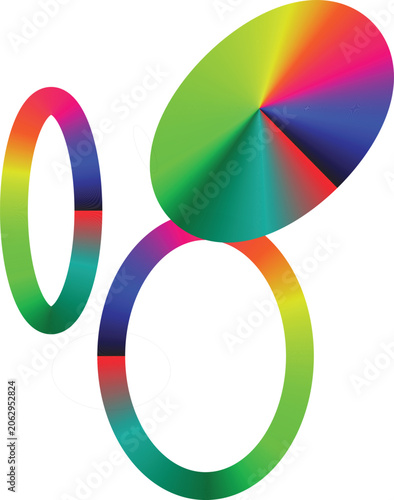 Ovals arranged in a dynamic composition show vibrant color gradients and geometric precision to serve as a versatile graphic resource for professional presentations or modern marketing materials.