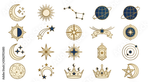 Obraz na plátně Astrology symbols and celestial icons.