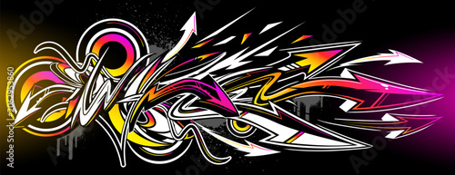 Abstract colorful graffiti art background. Decorative vector arrows shapes in...