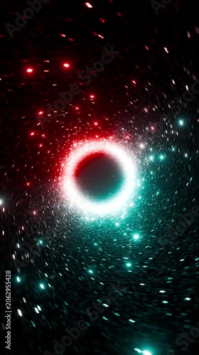 Dark glowing red and blue swirling sci-fi vortex loop motion background 4k vj loop backdrop