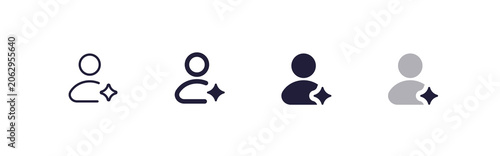 AI Interface User Avatar Icon in 4 States. Artificial Intelligence Profile Character and Assistant Tool, Thin and Regular Line, Filled Solid and Duo Color Shapes, 48x48 Pixel Perfect UI UX design