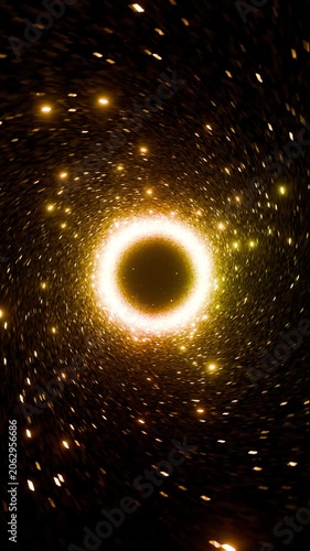 Glowing golden and black swirling sci-fi vortex loop motion background 4k vj loop backdrop
