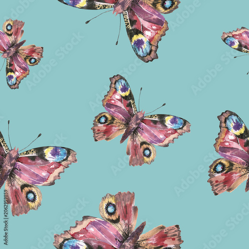 Bild auf Leinwand Jumbo Butterfly Watercolor Turquoise