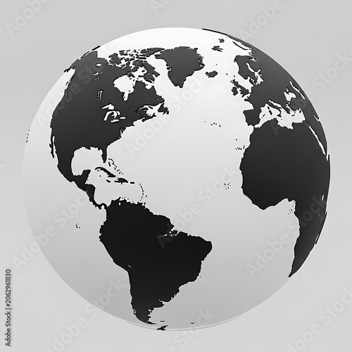 3d render of a stylized globe showing north and south america and europe