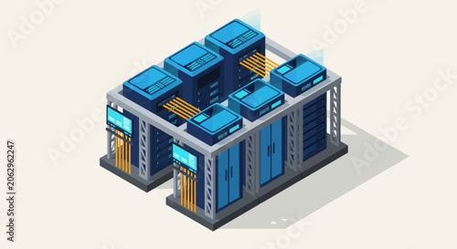Isometric illustration of a data center.