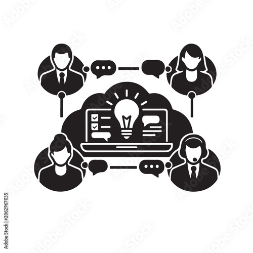 Business People Discussing Ideas On Laptop For Teamwork And Collaboration Concepts