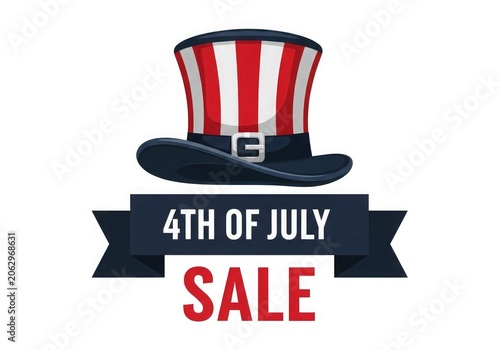 Patriotic 4th of july sale illustration with uncle sam hat