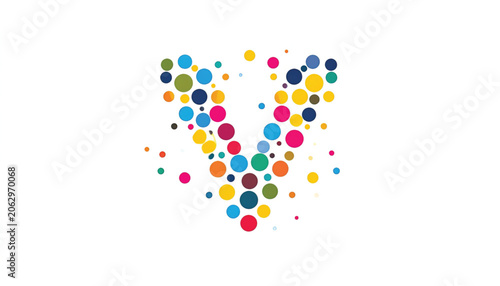 Colorful Polka Dots Forming Heart Shape.