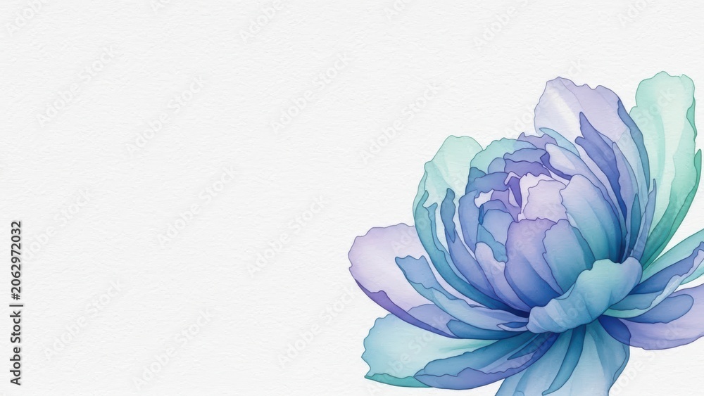 Obraz premium Elegant blue and purple watercolor flower corner decoration.