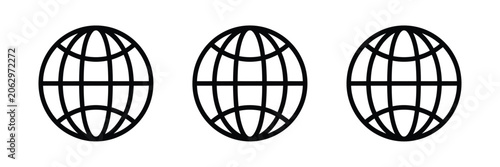 Quadro su tela Globe icons set, WWW world wide web symbol, internet and website address icons collection, vector illustration