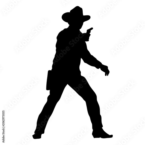 Cuadro en lienzo Cowboy pointing gun silhouette