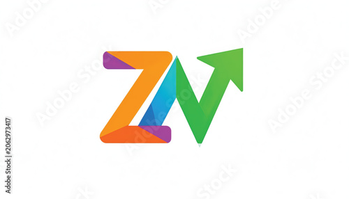 Colorful ZW logo with arrow.