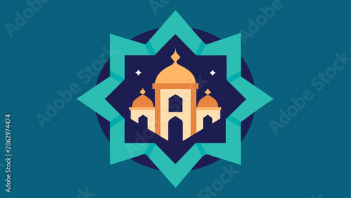 Canvas Print Islamic mosque with star and dark background