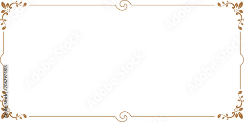 Luxury Art Deco Border Frame with Delicate Corner Ornaments, Minimal Vintage Decoration and Elegant Page Layout