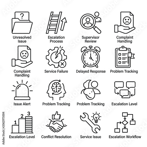Service Issue Escalation Workflow With Icon With Folder With Question Mark