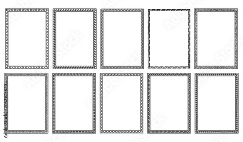 Greek Key Frame Collection Vector Illustration Ancient Meander Border Decorative Square Frame Set