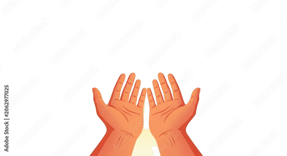 Obraz premium Person palms raised in prayer pose