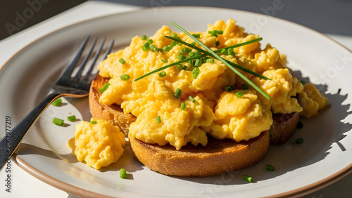 Scrambled Eggs on Toast with Chives