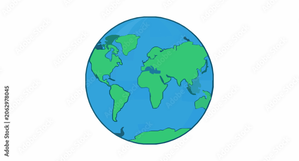 Fototapeta premium Planet Earth Flat Vector Globe Illustration with Continents and Oceans