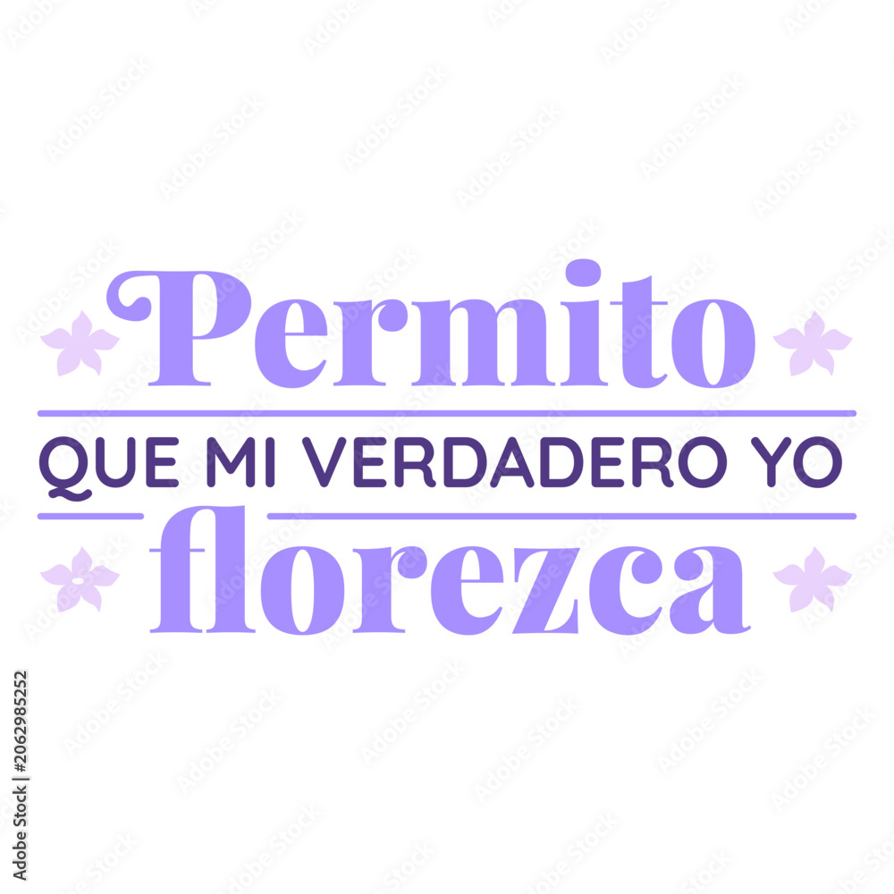 Fototapeta premium Affirmation monochromatic spanish quote blossom
