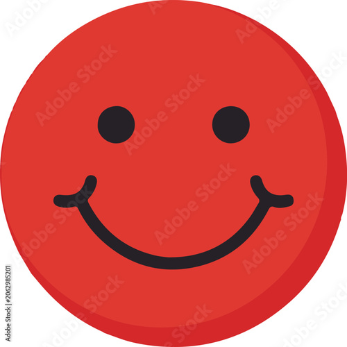 Red Smiley Face Icon with Classic Vintage Happy Smile