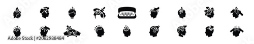 Minimalist silhouette drawings of  scalp treatment vector icon set. Beauty icons solid silhouette styles for graphic design illustration.