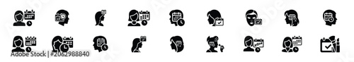 Minimalist silhouette drawings of  appointment booking vector icon set. Beauty icons solid silhouette styles for graphic design illustration.