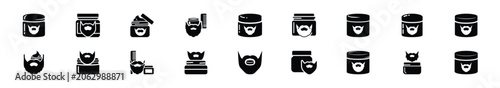 Minimalist silhouette drawings of  beard balm vector icon set. Beauty icons solid silhouette styles for graphic design illustration.