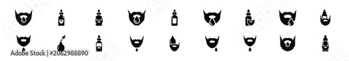 Minimalist silhouette drawings of  beard oil vector icon set. Beauty icons solid silhouette styles for graphic design illustration.