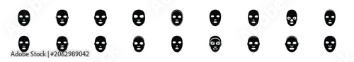 Minimalist silhouette drawings of  charcoal mask vector icon set. Beauty icons solid silhouette styles for graphic design illustration.