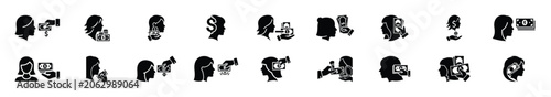 Minimalist silhouette drawings of  cash payment vector icon set. Beauty icons solid silhouette styles for graphic design illustration.
