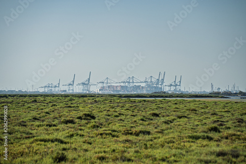 Zone industrielle de Fos sur mer, depuis la Camargue