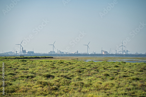 Zone industrielle de Fos sur mer, depuis la Camargue