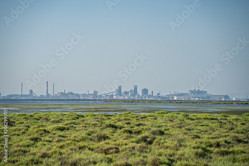 Zone industrielle de Fos sur mer, depuis la Camargue