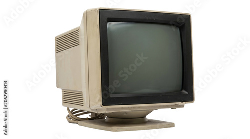 Konstfotografi Vintage computer monitor from eighties era technology displayed as isolated object on transparent background