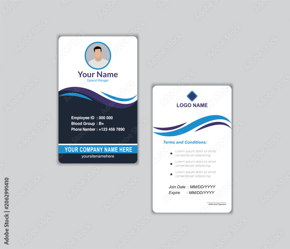 Fototapeta premium Corporate modern employee id card design template
