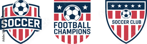 Soccer, football badge logo design templates, modern club emblems for sports team identity branding and professional football crest logo system.