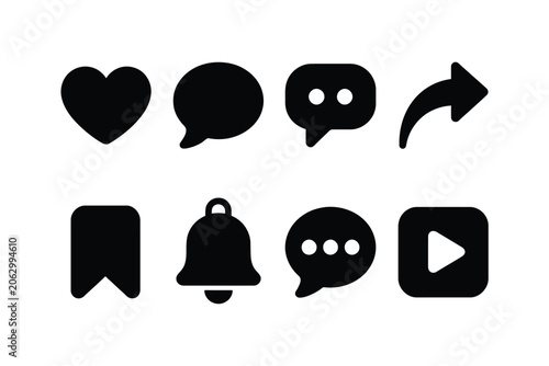 фотографія Smooth Black and White Digital Engagement Interface Symbols