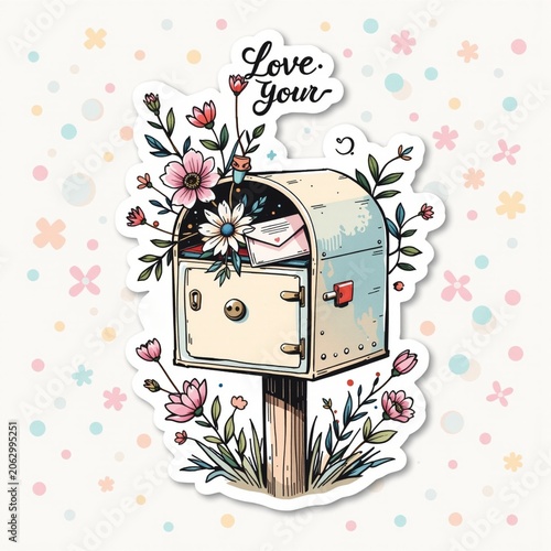 Pastel Mailbox Overflowing with Flowers and Love Letters