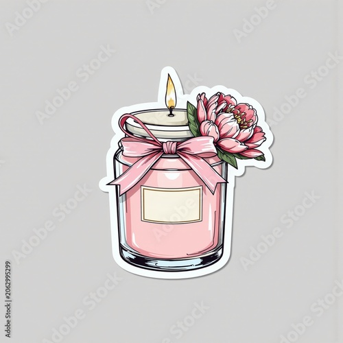 Pink Scented Candle Jar Decorated