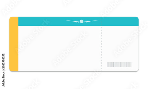 Airline ticket template on a white background.	