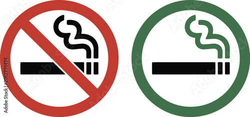 No smoking sign set, forbidden tobacco and e cigarette symbols for smoke free area restriction safety warning and health protection signage system.