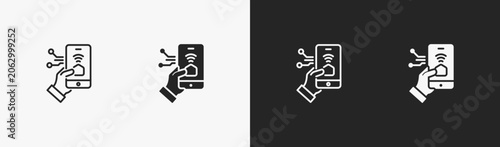 Quadro su tela Set of smart home icon in black and white collection