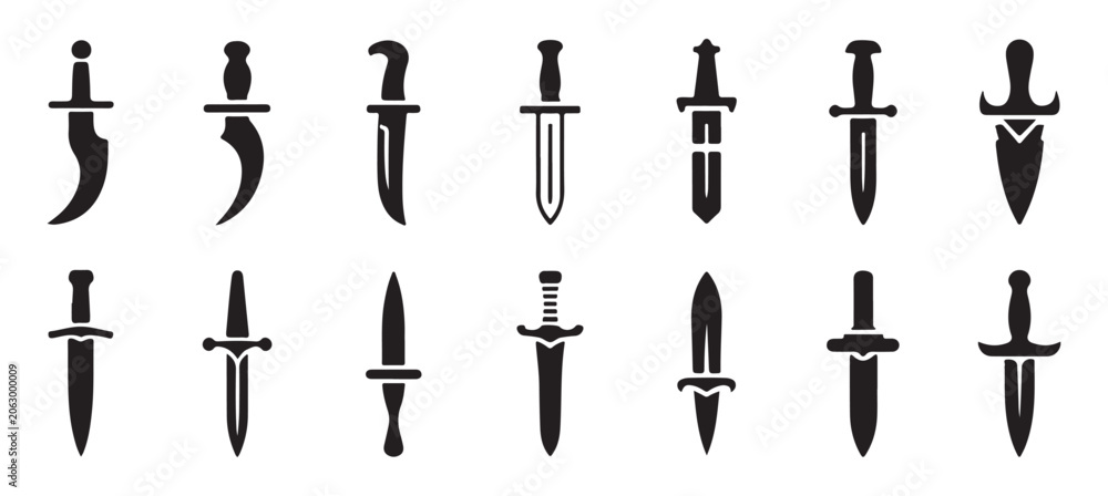 Εκτύπωση καμβά Selection of historic swords and daggers, representing different eras and cultures