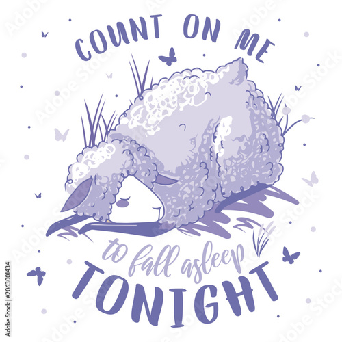 Obraz na płótnie Sheep with the words count on me to fall asleep tonight