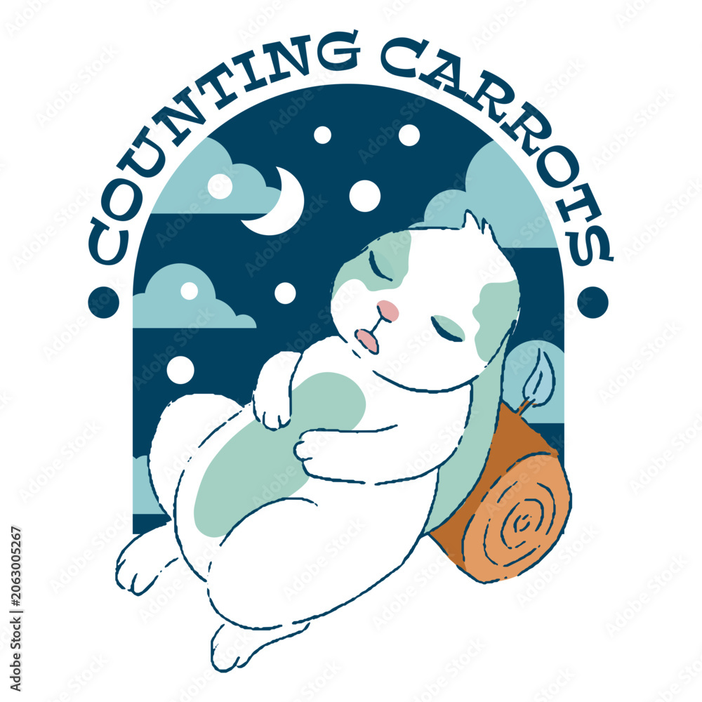 Obraz premium Counting carrots rabbit sleep