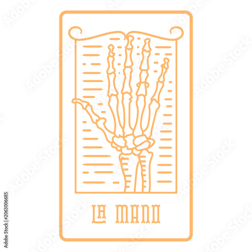 Tablou pe pânză D&iacute;a de los muertos La Mano skeleton line art lottery card