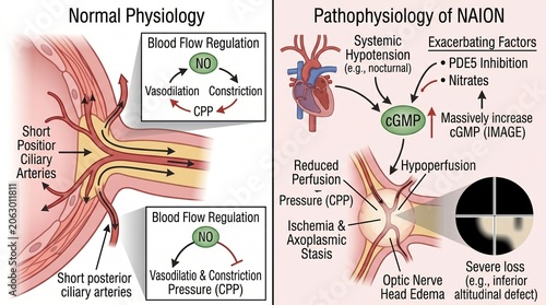 Pharmacology diagram of phosphodiesterase enzyme inhibition and NADION biochemistry pathway illustration