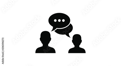 Two people talking with speech bubble icon
