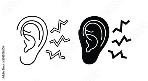 Fotografie Hearing comparison icon with sound waves